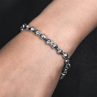 14k White Gold Bullet Link Bracelet 5 mm